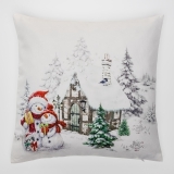 Tischdecke / Tischband / Kissen Weihnachten Winterlandschaft mit Schneemann Tischdecke / Tischband / Kissen Weihnachten Winterlandschaft mit Schneemann