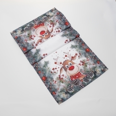 Tischdecke / Tischband / Kissen Weihnachten Elch mit roter Nase