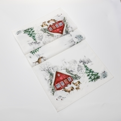 Tischdecke / Tischband / Kissen Weihnachten Winterlandschaft mit Rehen